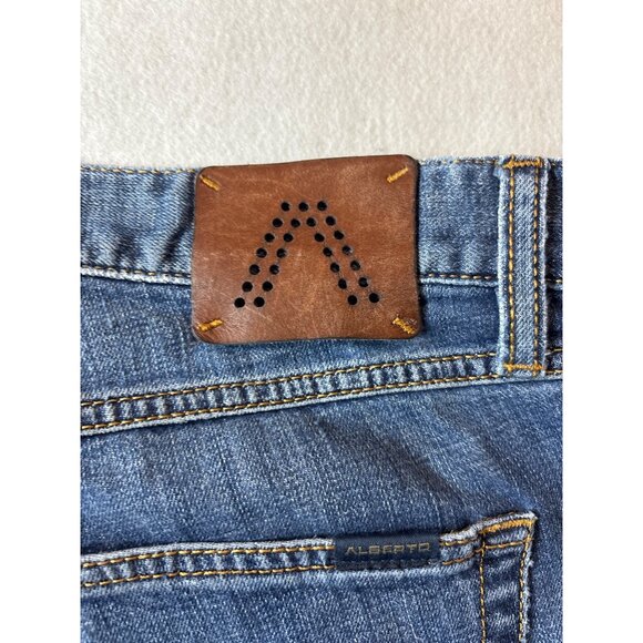 Alberto Mens Blue Distressed Jeans Size 40x34 - Picture 8 of 13